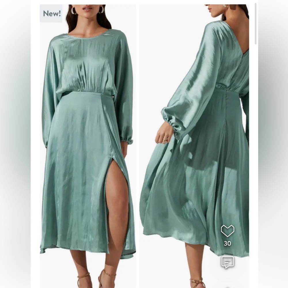 Astr Sage Green Midi Dress